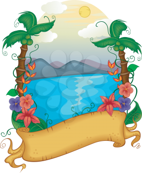 Illustration Featuring a Banner with a Hawaiian Theme