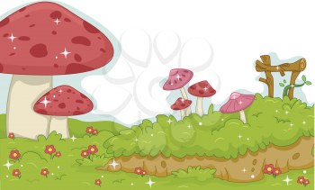 Background Illustration Featuring Colorful Mushrooms