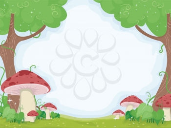 Background Illustration Featuring Colorful Mushrooms