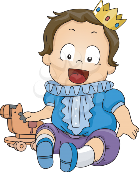 Illustration Featuring a Baby Dressed as a Prince