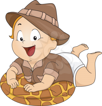 Illustration Featuring a Baby Wearing a Safari Costume 