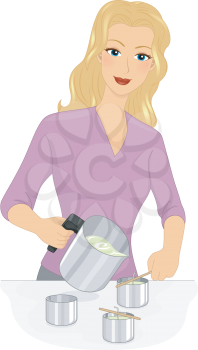 Illustration Featuring a Girl Making Homemade Candles