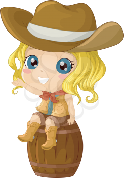 Illustration Featuring a Girl Wearing a Cowgirl Costume