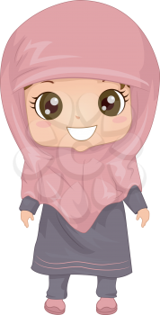 Illustration Featuring a Woman Wearing a Muslim Dress