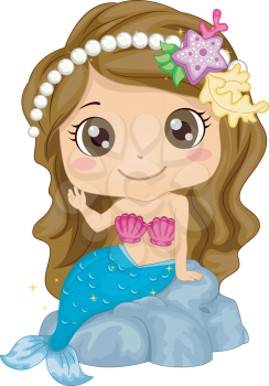 Illustration Featuring a Girl Wearing a Mermaid Costume