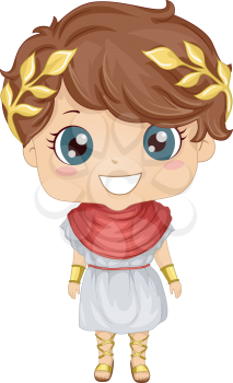 Illustration Featuring a Boy Wearing a Roman Costume
