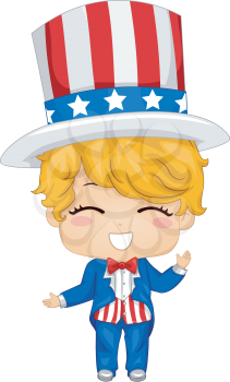 Illustration Featuring a Boy Wearing a Fourth of July Inspired Costume