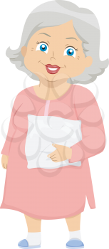Illustration Featuring an Elderly Woman Wearing Pajamas