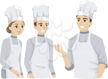 Illustration Featuring Culinary Arts Students Listening to Their Instructor