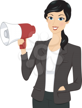 Illustration Featuring a Businesswoman Holding a Megaphone