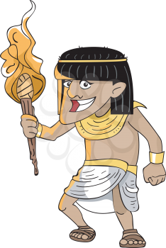Illustration Featuring an Egyptian Man Holding a Torch