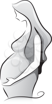 Black and White Illustration Featuring the Outline of a Pregnant Woman