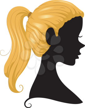 Illustration Featuring the Silhouette of a Girl Wearing a Ponytail