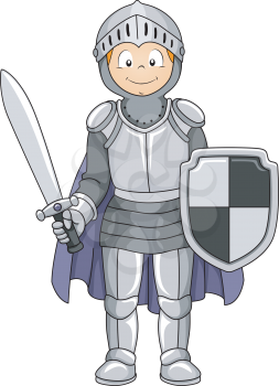 Illustration Featuring a Boy Wearing a Knight Costume