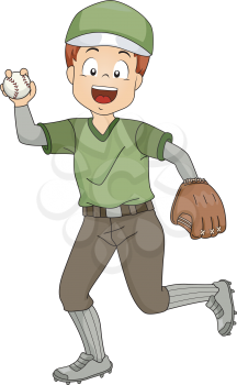 Illustration Featuring a Young Baseball Pitcher