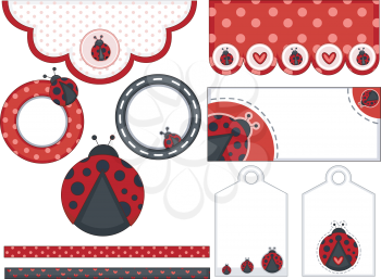 Illustration of Different Items Decorated with Lady Bug Patterns