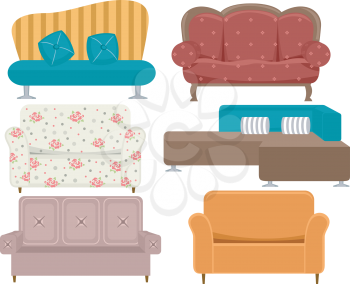 Illustration of Sofas With Different Styles and Designs