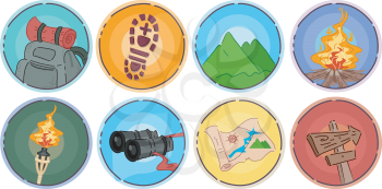 Icon Illustration of Different Items Commonly Associated With Mountaineering