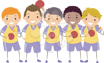 Illustration of Little Boys in Table Tennis Uniforms