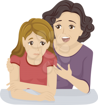 Illustration of a Mother Giving Her Teenage Daughter Some Advice