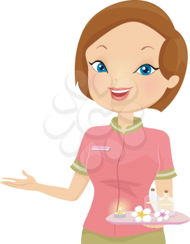 Illustration of a Female Receptionist at a Spa