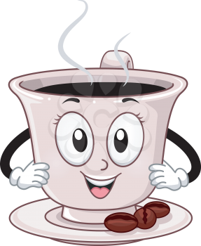 Mascot Illustration of a Steaming Cup of Coffee