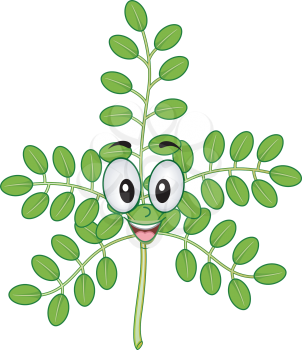 Mascot Illustration of a Moringa Stalk Smiling Happily