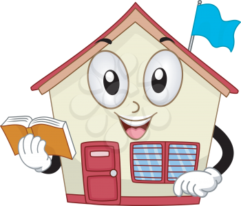 Mascot Illustration of a School Holding a Book