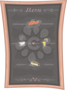 Illustration of a Chalkboard Menu Highlighting the Specialties of the Restaurant
