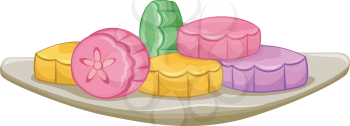 Illustration of Colorful Mooncakes Sitting on a Platter