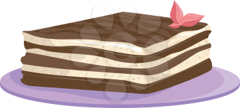 Illustration of an Appetizing Tiramisu Decorated With a Pink Flower