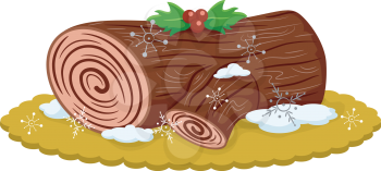 Illustration of an Appetizing Yule Log Topped With Berries