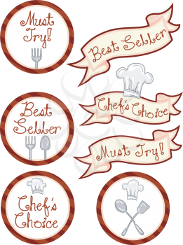 Illustration of Ready to Print Labels Featuring Different Menu Items