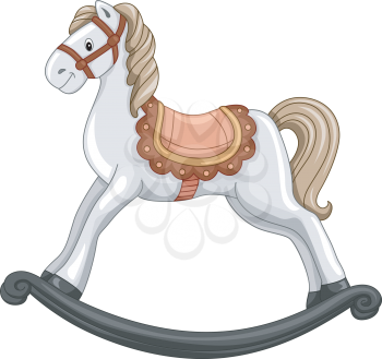 Illustration of a Cute Rocking Horse in Mid-Swing
