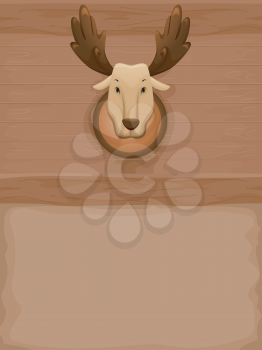 Background Illustration of a Stuffed Moose Mounted on a Wall