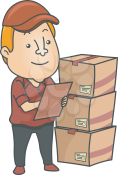 Illustration of an Inventory Checker Checking Deliveries