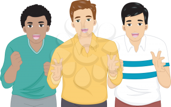 Illustration of a Group of Men Cheering Someone