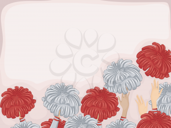 Background Illustration of Cheerleader Hands Throwing Pompoms in the Air