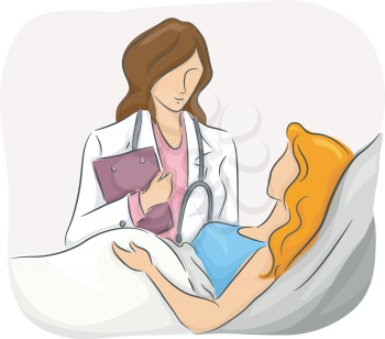 Illustration of a Pregnant Girl with her Ob-Gyn during her checkup