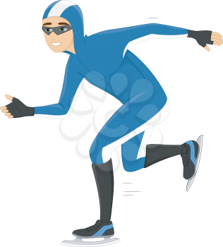 Illustration of a Speed Skater Smoothly Gliding on Ice