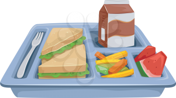 Illustration of a Meal Tray Filled with Healthy Food for Lunch