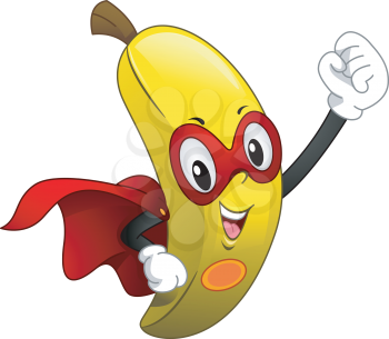 Mascot Illustration of a Banana Wearing a Cape and a Mask