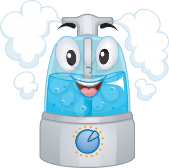 Mascot Illustration of a Humidifier Filled with Water