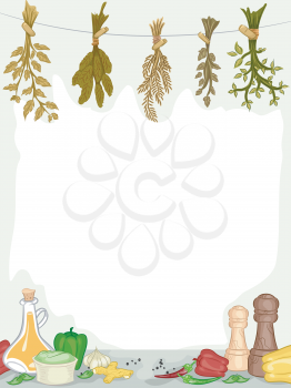 Frame Illustration of Organic Spices and Condiments