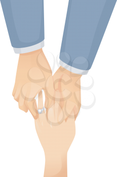 Illustration of a Gay Man Putting an Engagement Ring on His Partner's Finger