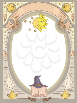 Frame Illustration Featuring Witchcraft Related Items