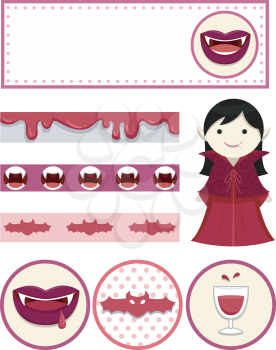 Illustration Featuring Party Printables with a Vampire Theme