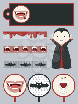 Group Illustration of Party Printables with a Vampire Theme