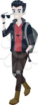 Illustration of a Stylish Teenage Male Vampire