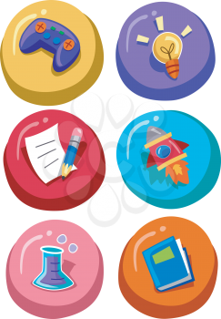 Grouped Illustration of Education Related Icons